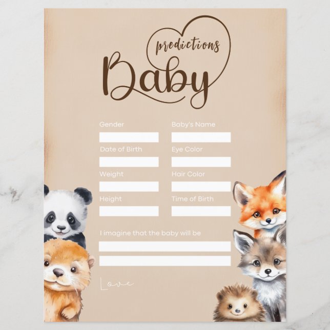 Baby Predication Card Baby Shower Game (Vorderseite)