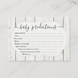 Baby Predication Card für Babydusche - Rustikales Telefonnummerkarte