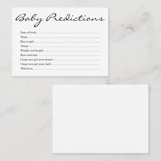 Baby Predication Card Kinderdusche - Einfach Telefonnummerkarte (Vorne/Hinten)