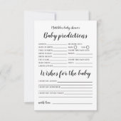 Baby Predications and Wish Baby Shower Game Karte (Vorderseite)