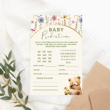 Baby Prediction Wildflower Teddy Bear Baby Shower