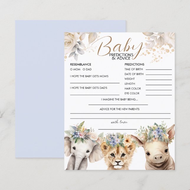 Baby Predictions & Advice Boy Safari Baby Shower (Vorne/Hinten)