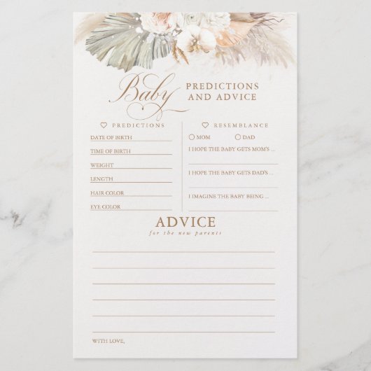 Baby Predictions and Advice Baby Shower Game (Vorderseite)