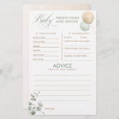 Baby Predictions and Advice Baby Shower Game (Vorne/Hinten)