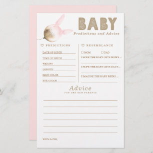 Baby Predictions and Advice Baby Shower Game