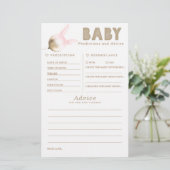 Baby Predictions and Advice Baby Shower Game (Stehend Vorderseite)