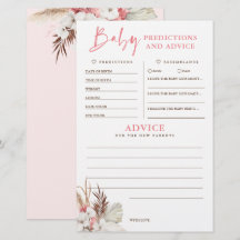 Baby Predictions and Advice Baby Shower Game