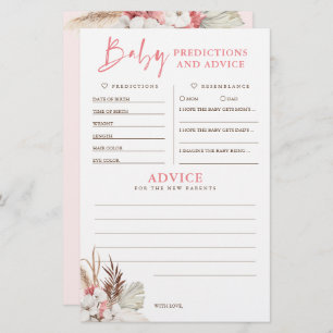 Baby Predictions and Advice Baby Shower Game