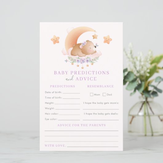 Baby Predictions and Advice Baby Shower Game (Stehend Vorderseite)