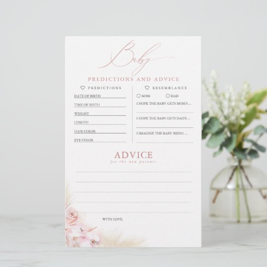 Baby Predictions and Advice Baby Shower Game (Stehend Vorderseite)