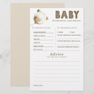Baby Predictions and Advice Baby Shower Game