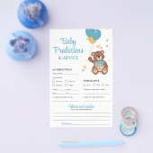 Baby Predictions and Advice Blue Teddy Bear Game Flyer (Einzeln)