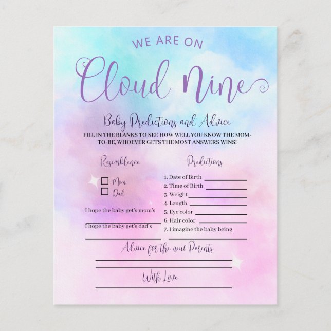 Baby Predictions and Advice game (Vorderseite)