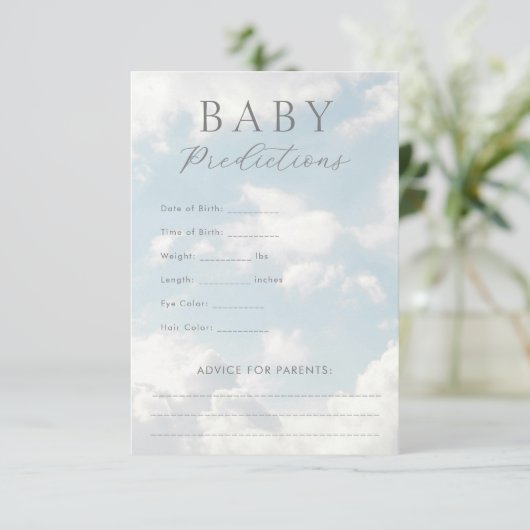 Baby Predictions and Advice Game Card Begleitkarte (Stehend Vorderseite)