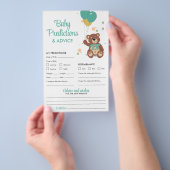 Baby Predictions and Advice Green Teddy Bear Game Flyer (Handgriff)