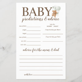 Baby Predictions and Advice Sage Teddy Bärenspiel Flyer