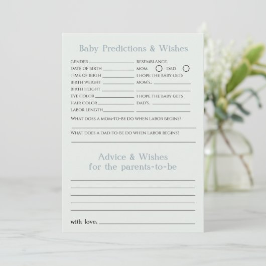 Baby Predictions and Wish Adventure Baby Shower Karte (Stehend Vorderseite)