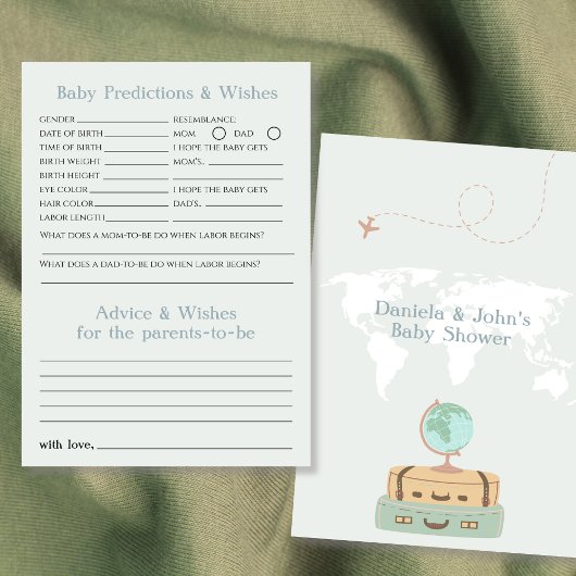 Baby Predictions and Wish Adventure Baby Shower Karte