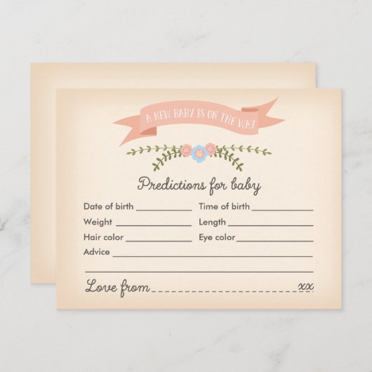 Baby Predictions - Baby Shower Game Card Einladung (Vorne/Hinten)