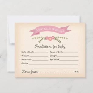 Baby Predictions - Baby Shower Game Card Hinweiskarte