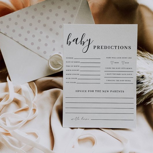 Baby Predictions Card Baby Shower Game, Einladung