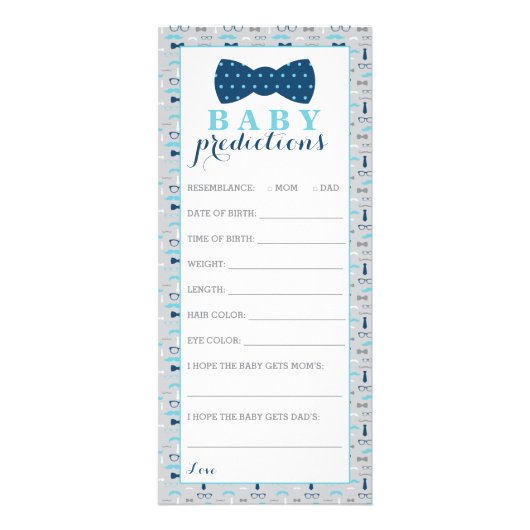 Baby Predictions Card, Bow Krawatte Babydusche Werbekarte (Vorne)