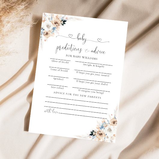 Baby Predictions Card Elfenbein und Blue Boho