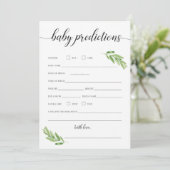 Baby Predictions Card für Baby Shower Greenery (Stehend Vorderseite)