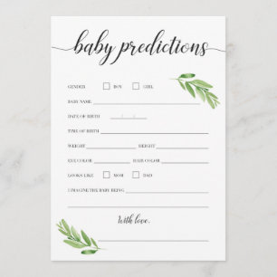 Baby Predictions Card für Baby Shower Greenery