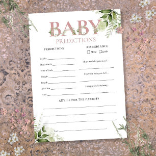 Baby Predictions Greenery Baby Shower Game Card Einladung