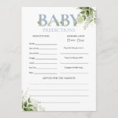 Baby Predictions Greenery Baby Shower Game Card Einladung (Vorderseite)