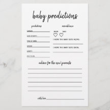 Baby Predictions Minimalistisch Baby Shower Game