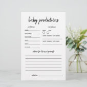 Baby Predictions Minimalistisch Baby Shower Game (Stehend Vorderseite)