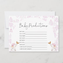 Baby Predictions Pink Toile Baby Shower Game