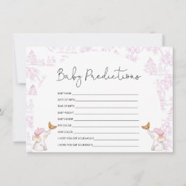 Baby Predictions Pink Toile Baby Shower Game Einladung