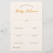 Baby Predictions Shower Guessing Game Briefpapier (Vorderseite)