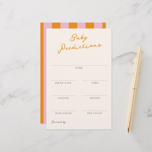 Baby Predictions Shower Guessing Game Briefpapier (Vorderseite/Rückseite Beispiel)