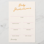 Baby Predictions Shower Guessing Game Briefpapier (Vorderseite)