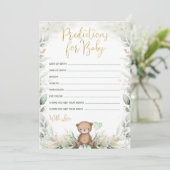 Baby Predictions Teddy Bear Balloon Shower Game Einladung (Stehend Vorderseite)