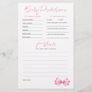 Baby Predictions Tipp Pink Baby Duschgame