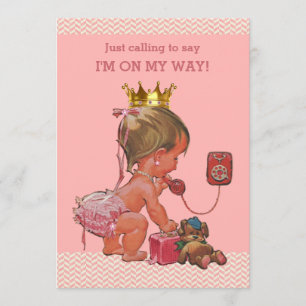 Baby Princess on Phone Baby Shower Chevrons Einladung