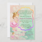 Baby Princess Watercolor Babydusche Einladung (Vorderseite)