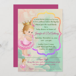 Baby Princess Watercolor Babydusche Einladung