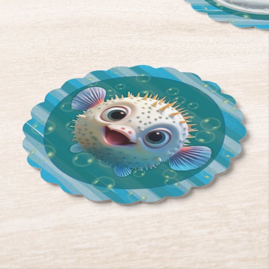 Baby Pufferfish Paper Coasters Untersetzer (angewinkelt)
