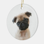 Baby Pug Portrait Keramik Ornament (Links)