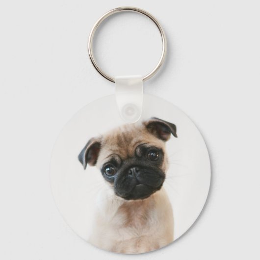 Baby Pug Portrait Schlüsselanhänger (Vorderseite)