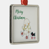 ***BABY PULLS WAGON*** CHRISTMAS ORNANATION SILBERNES ORNAMENT (Rechts)