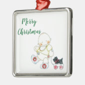 ***BABY PULLS WAGON*** CHRISTMAS ORNANATION SILBERNES ORNAMENT (Links)