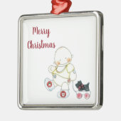 ***BABY PULLS WAGON*** CHRISTMAS ORNANATION SILBERNES ORNAMENT (Links)