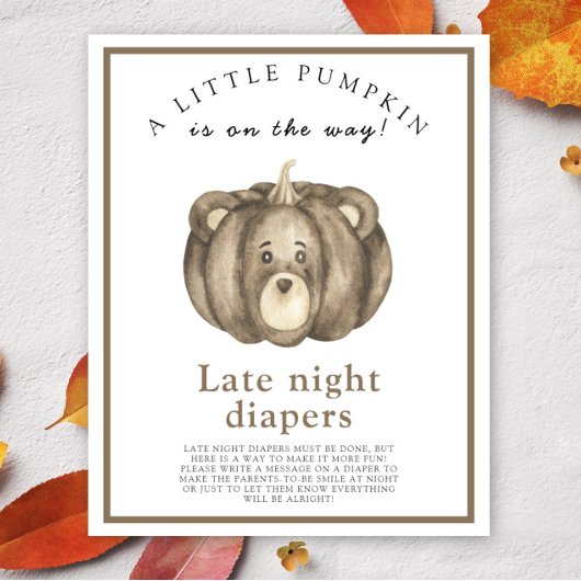 Baby Pumpkin Bear Spate night diaper game Poster